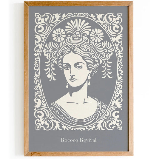 Rococo Revival Gray Woman Portrait Poster