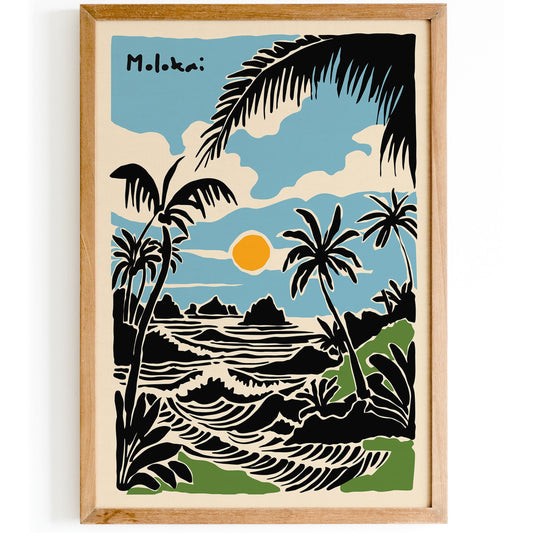 Molokai Hawaii Travel Tropical Poster