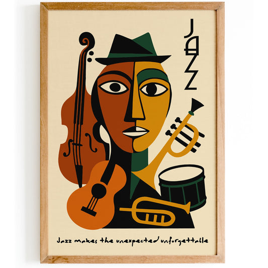 Jazz Music Poster - Retro Cubist Wall Art