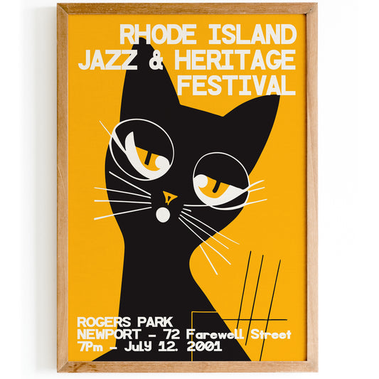 Rhode Island Retro Jazz Cat Poster