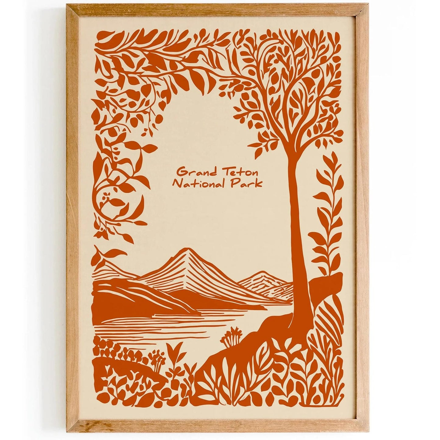 Grand Teton Wall Art – National Park Orange Travel Print