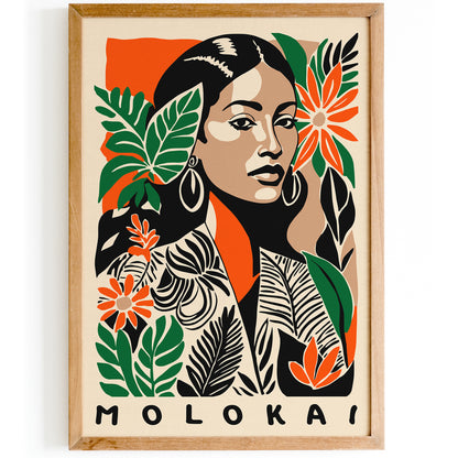 Molokai Hawaii Flower Woman Poster
