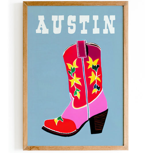 Austin Texas Poster - Cowgirl Boot