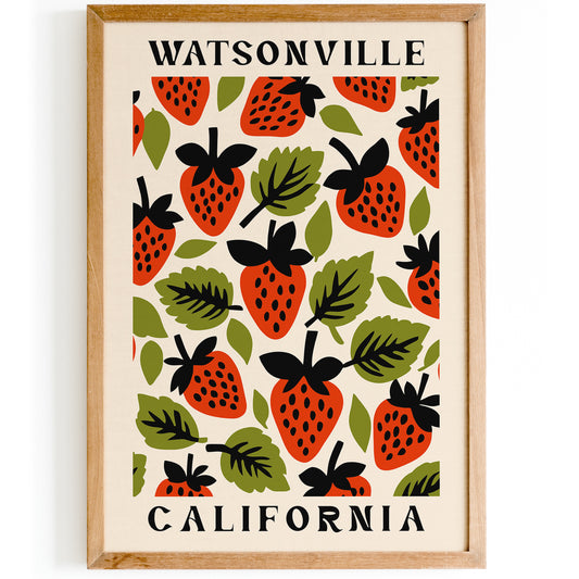 Retro Watsonville Strawberry Kitchen Wall Art