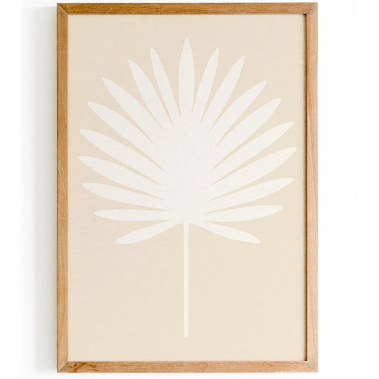 White Palm Leaf Print – Neutral Minimal Wall Decor
