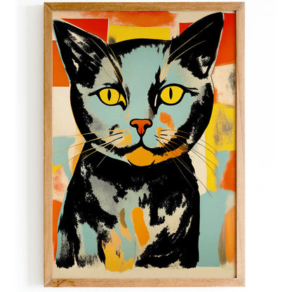 Lithography Cat Retro Poster