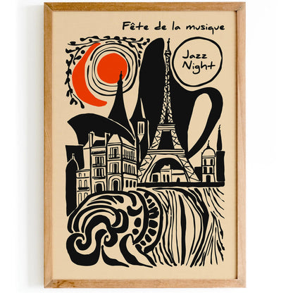 Jazz Night – Fête de la Musique Retro Art Print