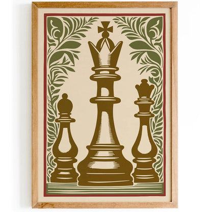 Chess Pieces Classic Art Print - Antique Game Room Decor