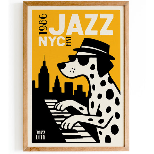 Cool Dalmatian Dog Jazz Pianist Art Print