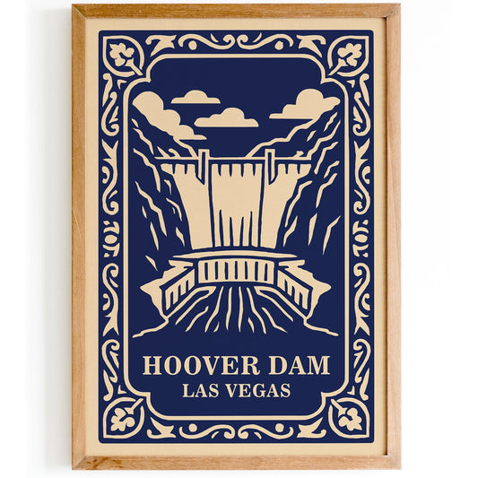 Hoover Dam Poster - Las Vegas Navy Blue Travel Art