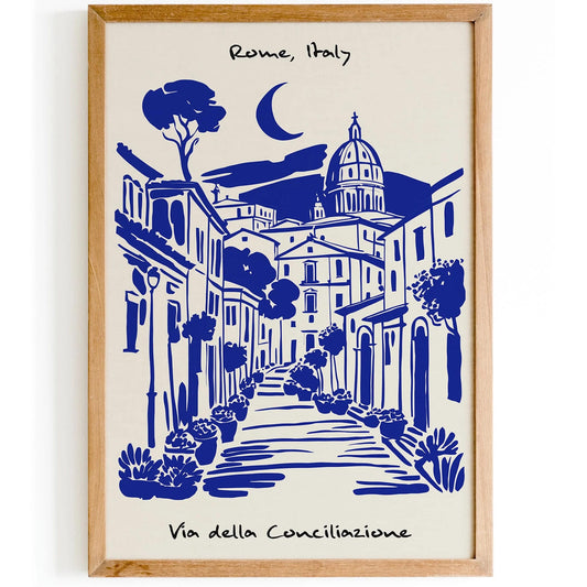 Rome Italy Blue Cityscape Poster