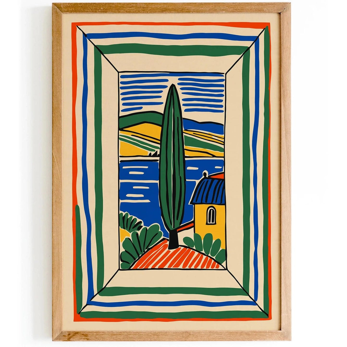 Retro Italy Landscape Poster,  Italian Travel Wall Art