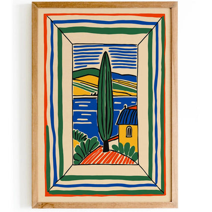 Retro Italy Landscape Poster,  Italian Travel Wall Art