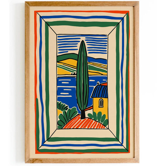 Retro Italy Landscape Poster,  Italian Travel Wall Art