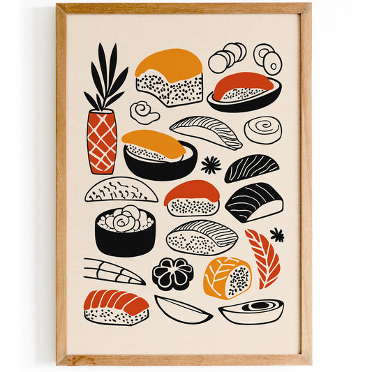Modern Sushi Illustration for Kitchen Decor