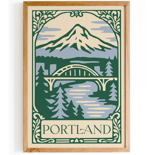Portland Oregon Cityscape Poster – Urban Wall Art