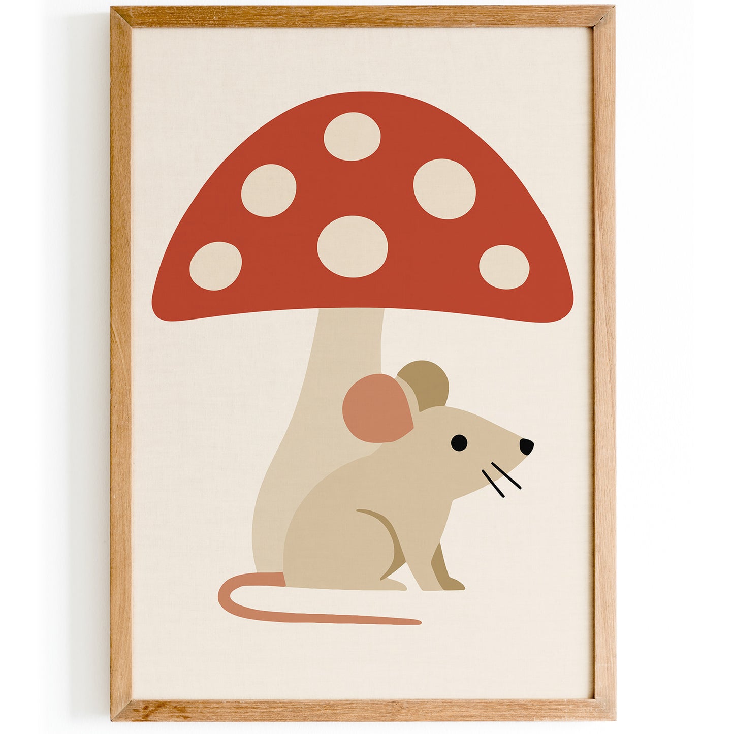 Little Mouse & Red Mushroom – Scandinavian Art Print
