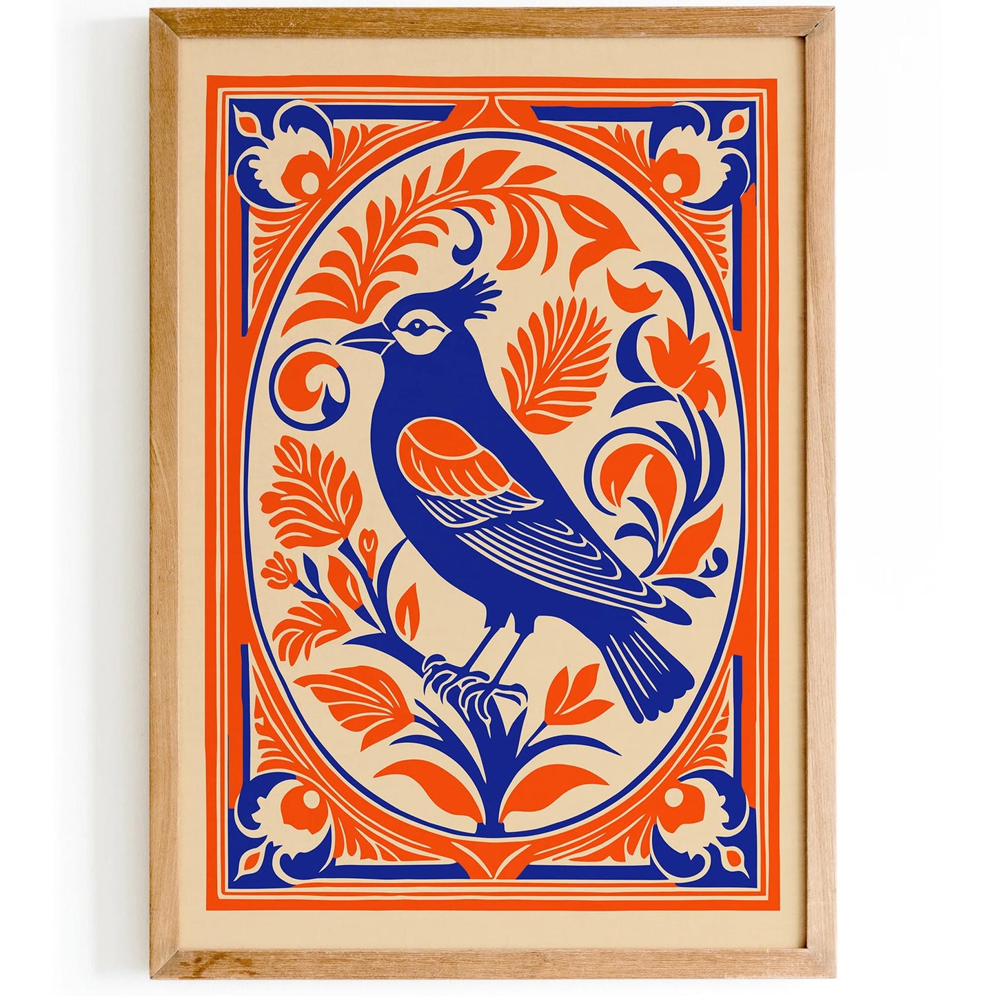 Eclectic Rococo Style Cut Out Bird Elegant Poster