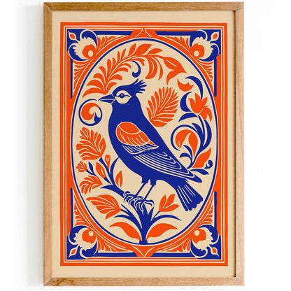 Eclectic Rococo Style Cut Out Bird Elegant Poster