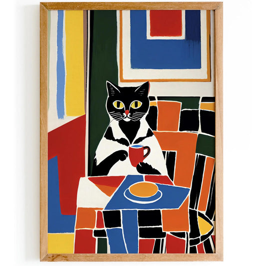 Hipster Cat Barista Wall Art