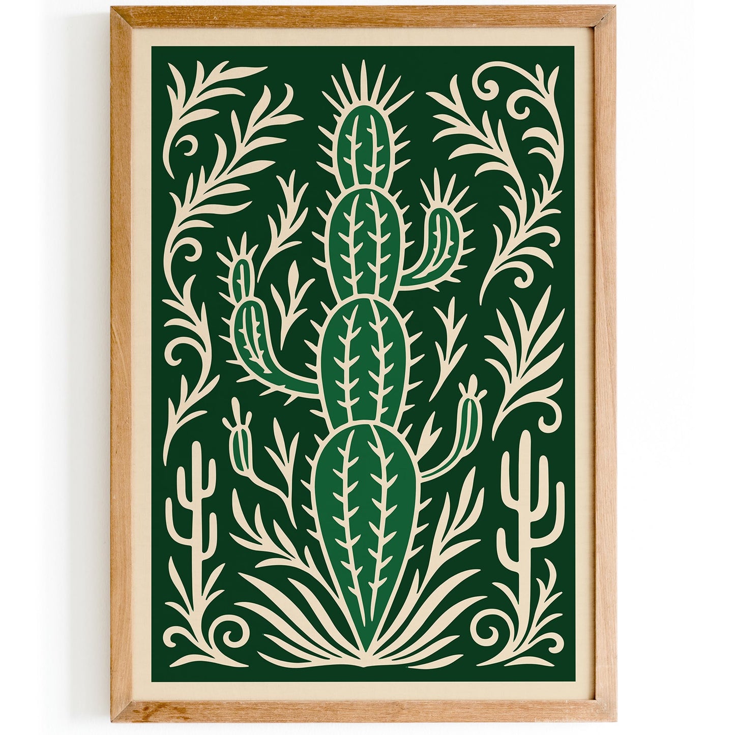 Eclectic Green Cactus Plant Wall Art Poster