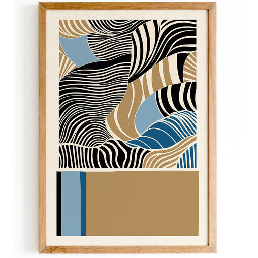 Blue and Beige Abstract Poster