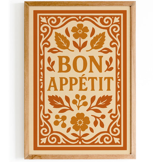 Bon Appetit Quote Wall Art - Kitchen Rococo Wall Decor