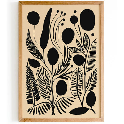 Black Ink Style Abstract Nature Art Print