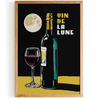 Moonlit Wine Bottle Wall Art Print