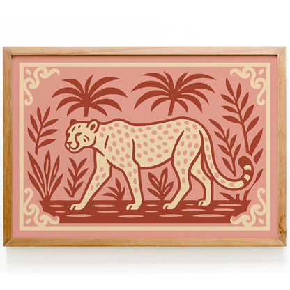 Walking Cheetah Horizontal Print - Tropical Animal Poster