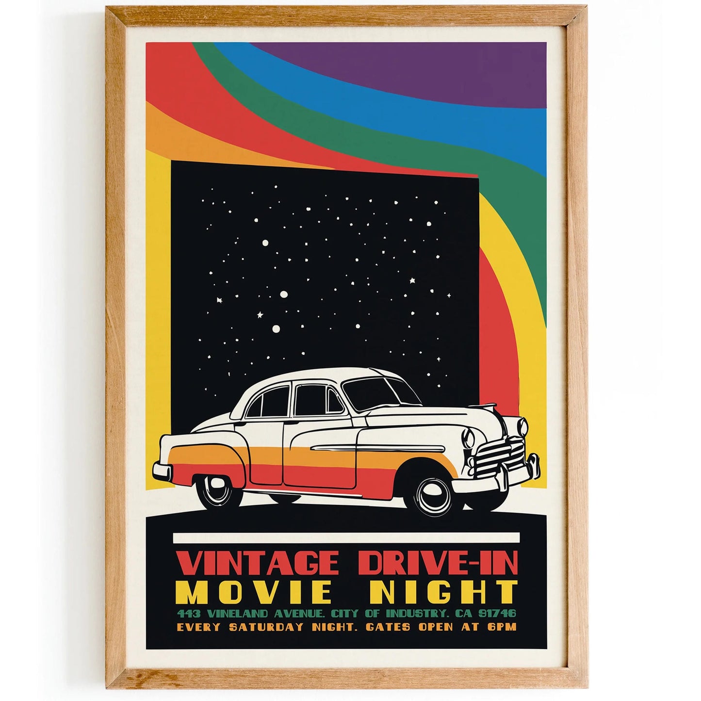 Vintage Drive-In Movie Night Poster