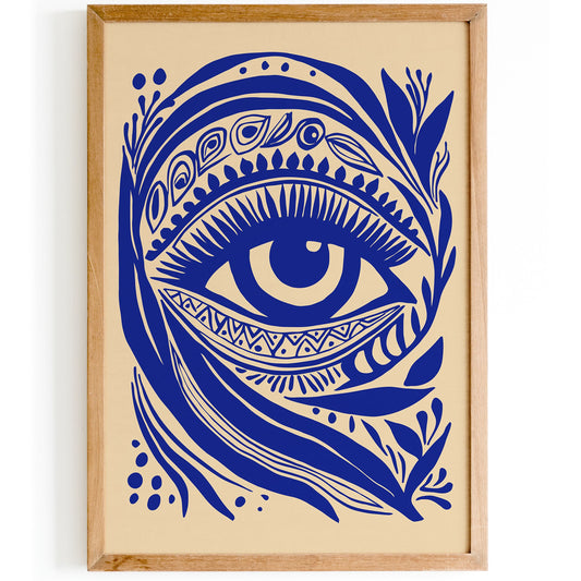 Blue Abstract Eye Wall Art Print