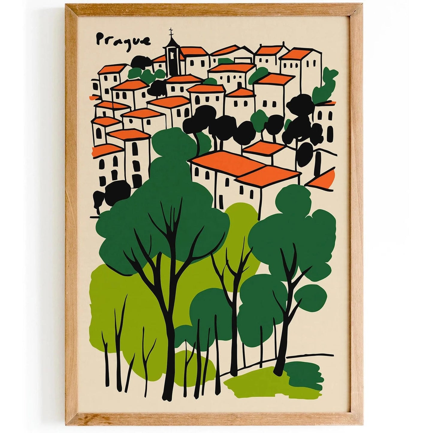 Prague Cityscape Poster, European Wall Art