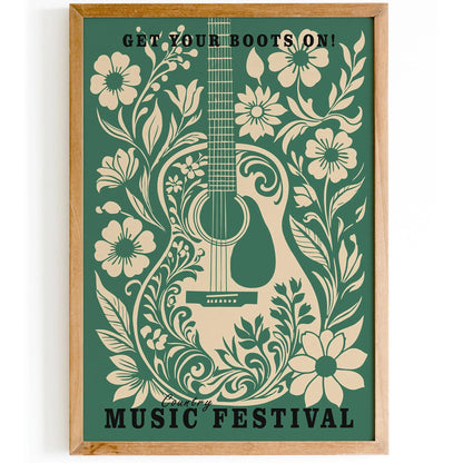Green Country Music Retro Poster