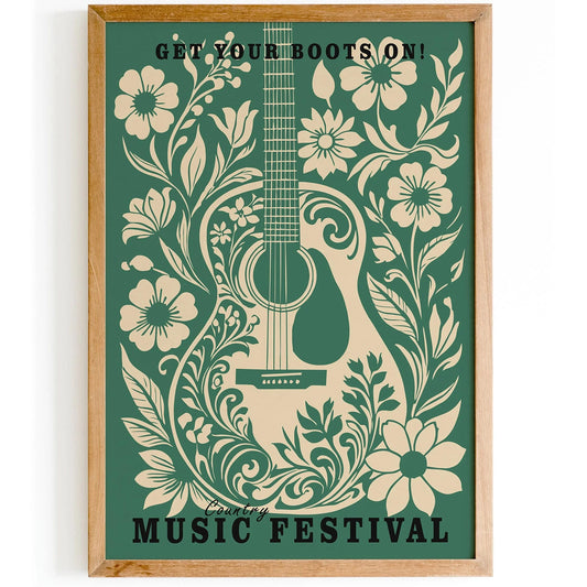 Green Country Music Retro Poster