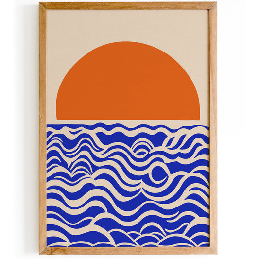 Mid Century Sun Waves Art Print 2024