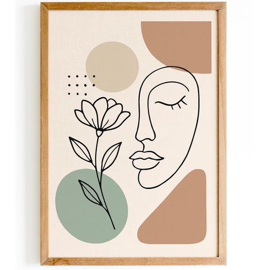 Elegant Female Face Poster – Line Art Minimalist Wall Print