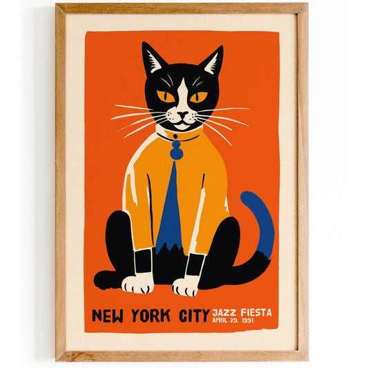 Jazz Fiesta with Cat Orange Poster