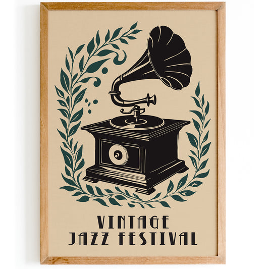 Vintage Jazz Festival Gramophone Art Print