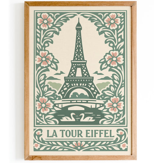 Eiffel Tower Paris Poster – Vintage Travel Wall Art