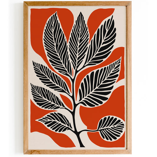 Black and Red Vintage-Style Botanical Wall Decor