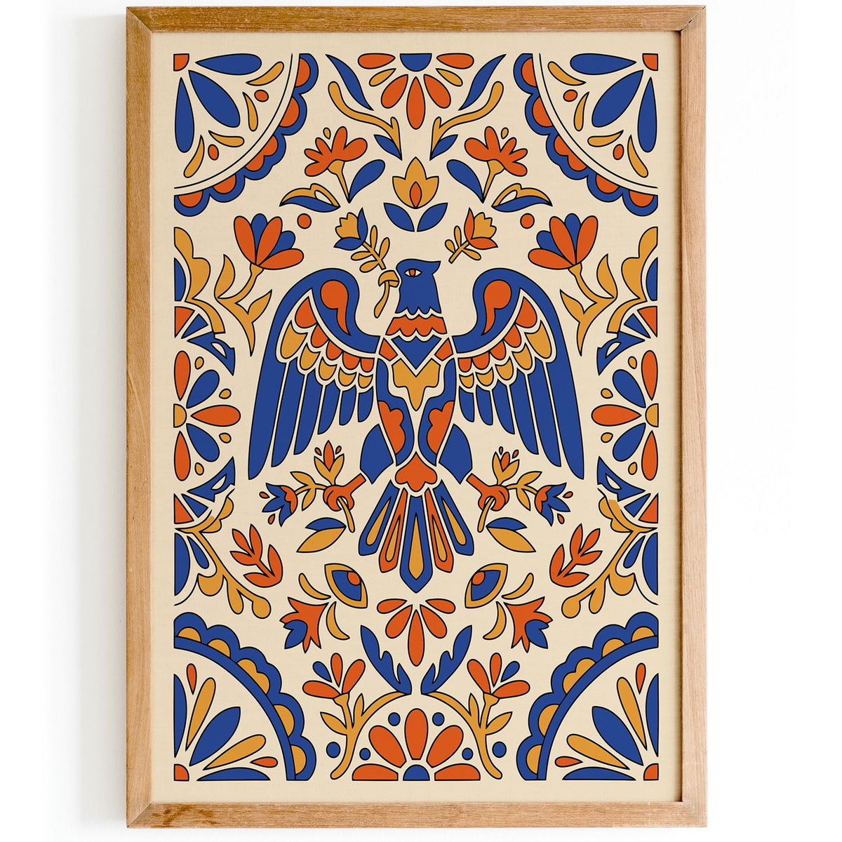 Mexican Talavera Eagle Portrait Art Poster