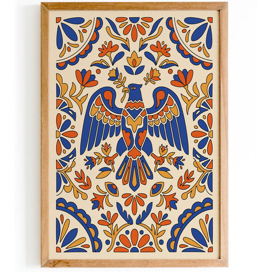 Mexican Talavera Eagle Portrait Art Poster