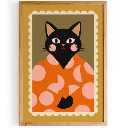Fancy Black Cat Portrait Poster