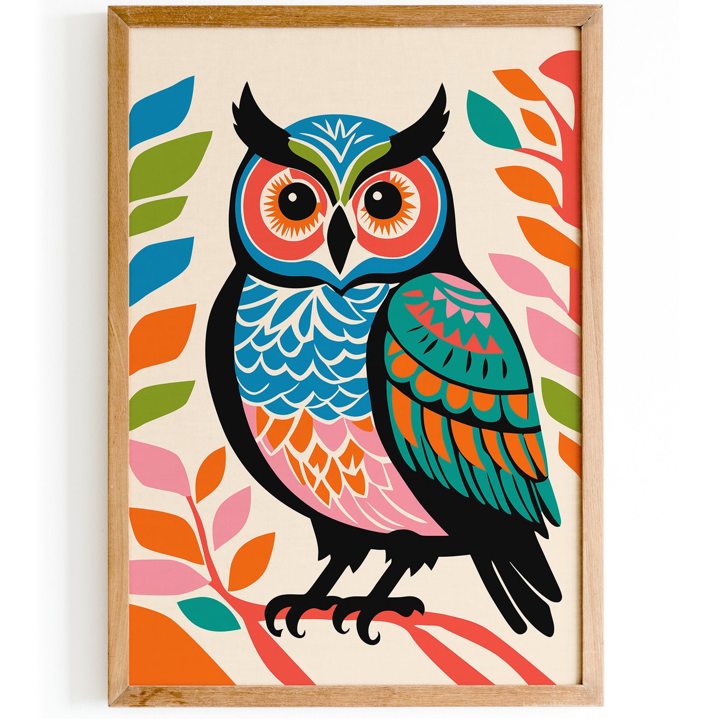 Colorful Owl Wall Art Kids Room Decor