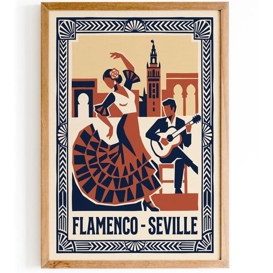 Seville Flamenco Retro Music Art Poster