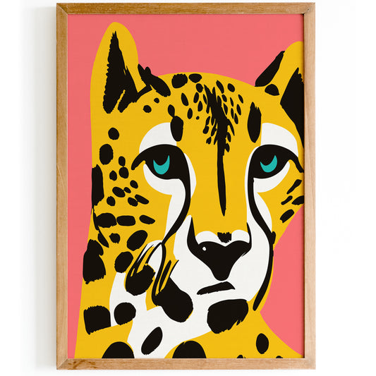 Moody Cheetah in Yellow Art Print