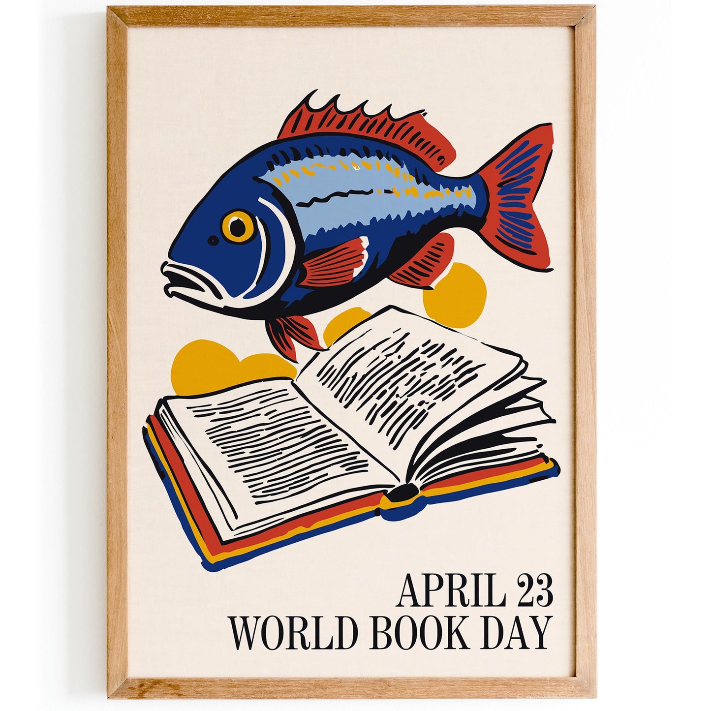 World Book Day Fish Reading Poster Print