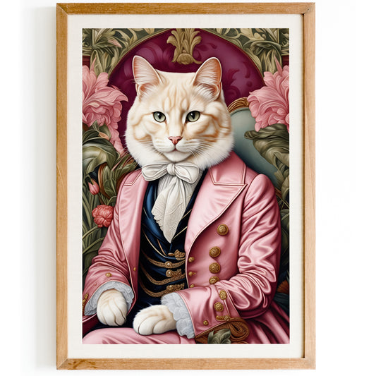 Pink Victorian Feline Portrait Wall Art