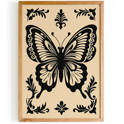 Black Butterly Eclectic Wall Art Print